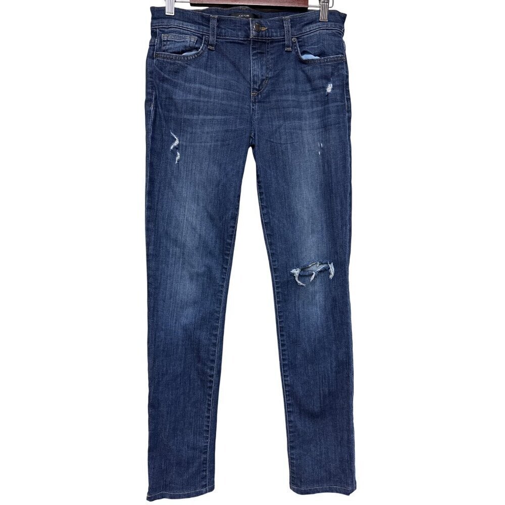 Joe's Jeans Women's Gia Straight Leg Denim Mid Rise Blue Size 27 Distressed